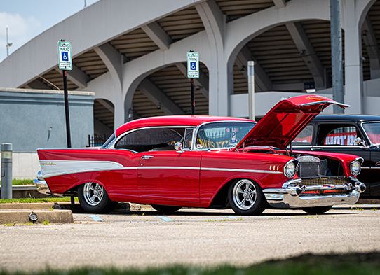 A Red 1957 Chevrolet Bel Air Car