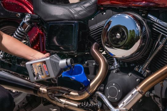 Add fresh oil after the new oil filter and drain plug are installed.