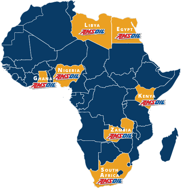 Map of Africa showing Amsoil Distributor Locations
